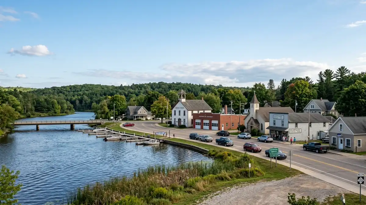 Public restroom locations mapped in Bearinger Township, Michigan — 17 facilities across zip codes 49759