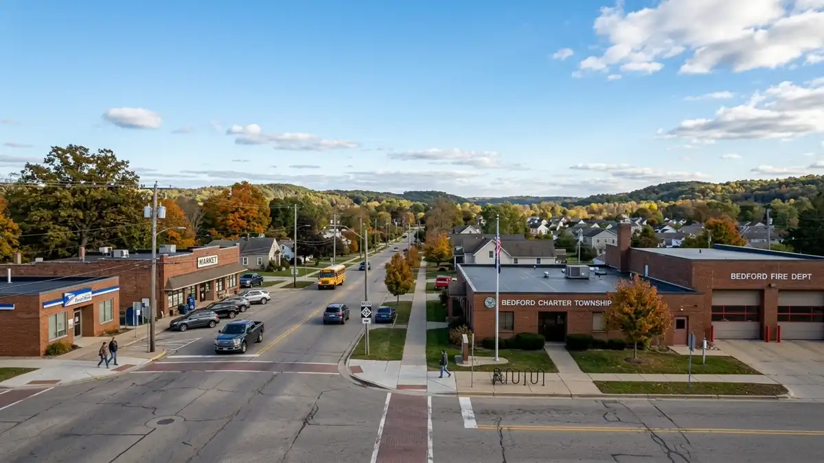 Public restroom locations mapped in Bedford Charter Township, Michigan — 1 facilities across zip codes 49020