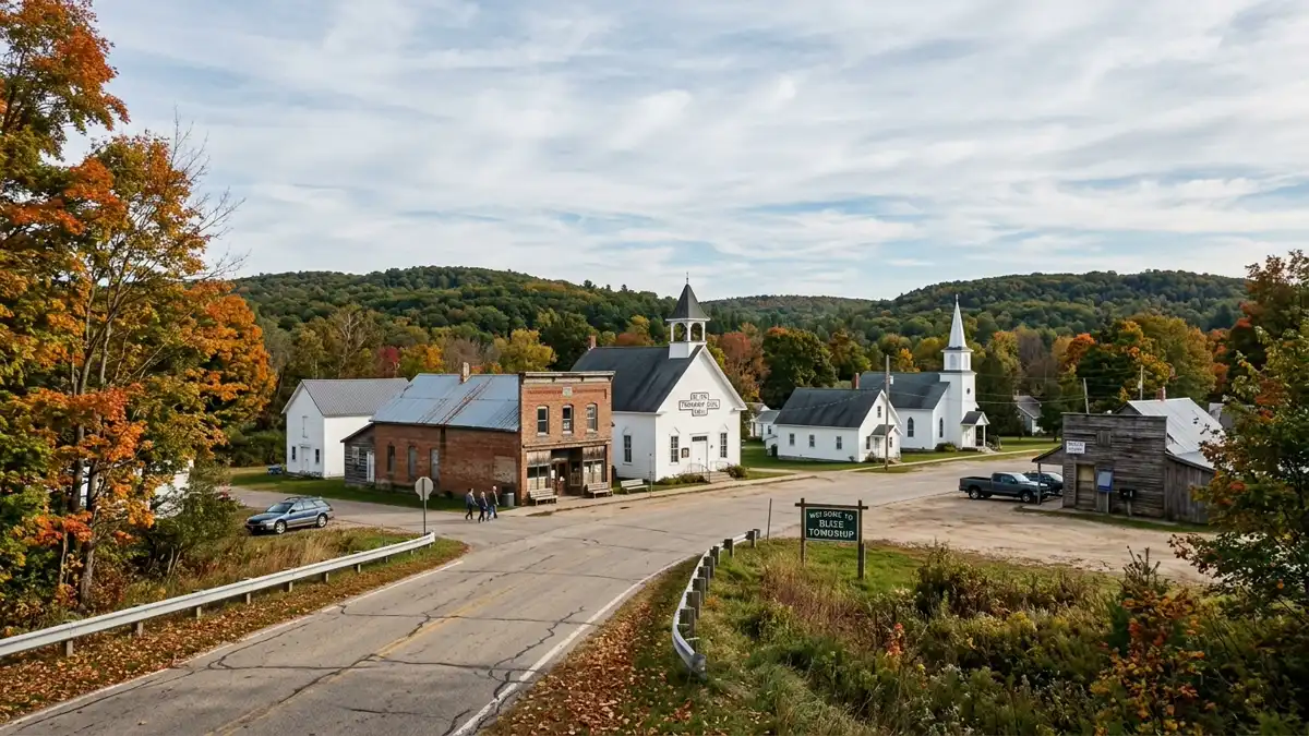 Public restroom locations mapped in Bliss Township, Michigan — 22 facilities across zip codes 49718