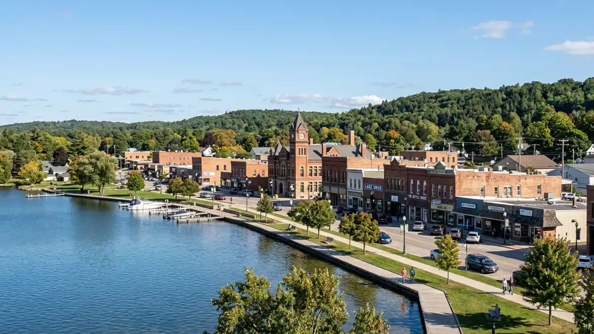 Public restroom locations mapped in Cadillac, Michigan — 10 facilities across zip codes 49601