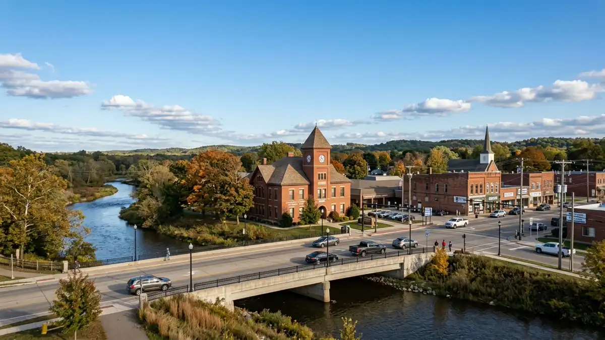 Public restroom locations mapped in Comstock Charter Township, Michigan — 25 facilities across zip codes 49053