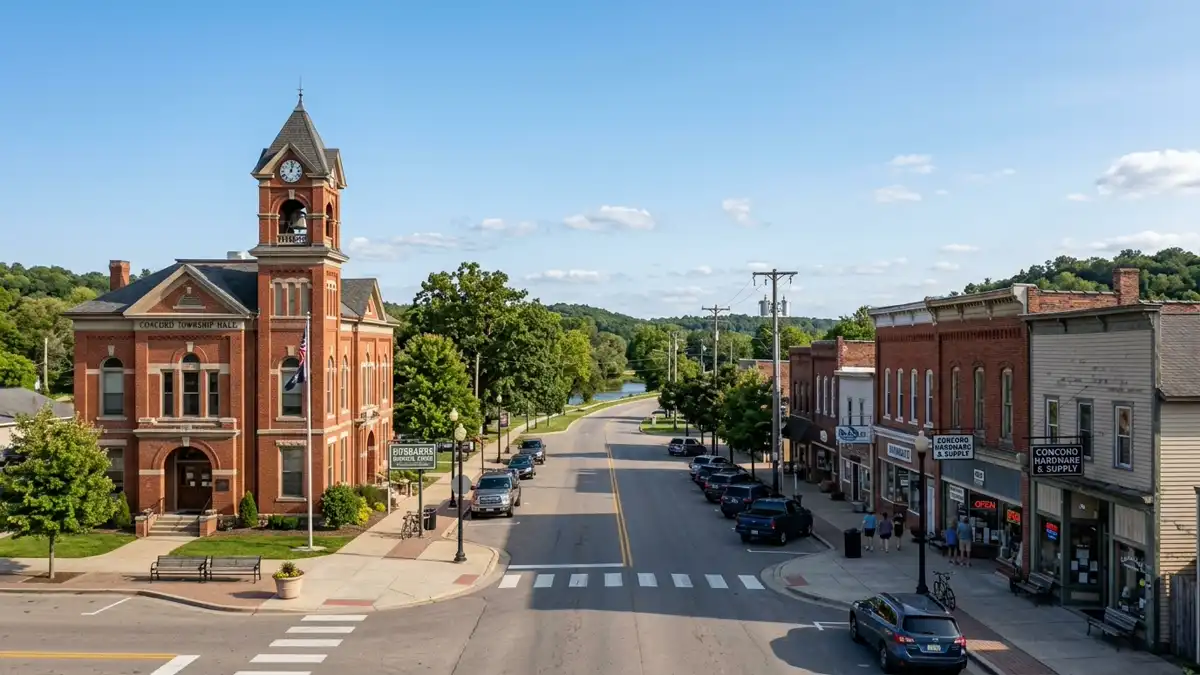 Public restroom locations mapped in Concord Township, Michigan — 1 facilities across zip codes 49237