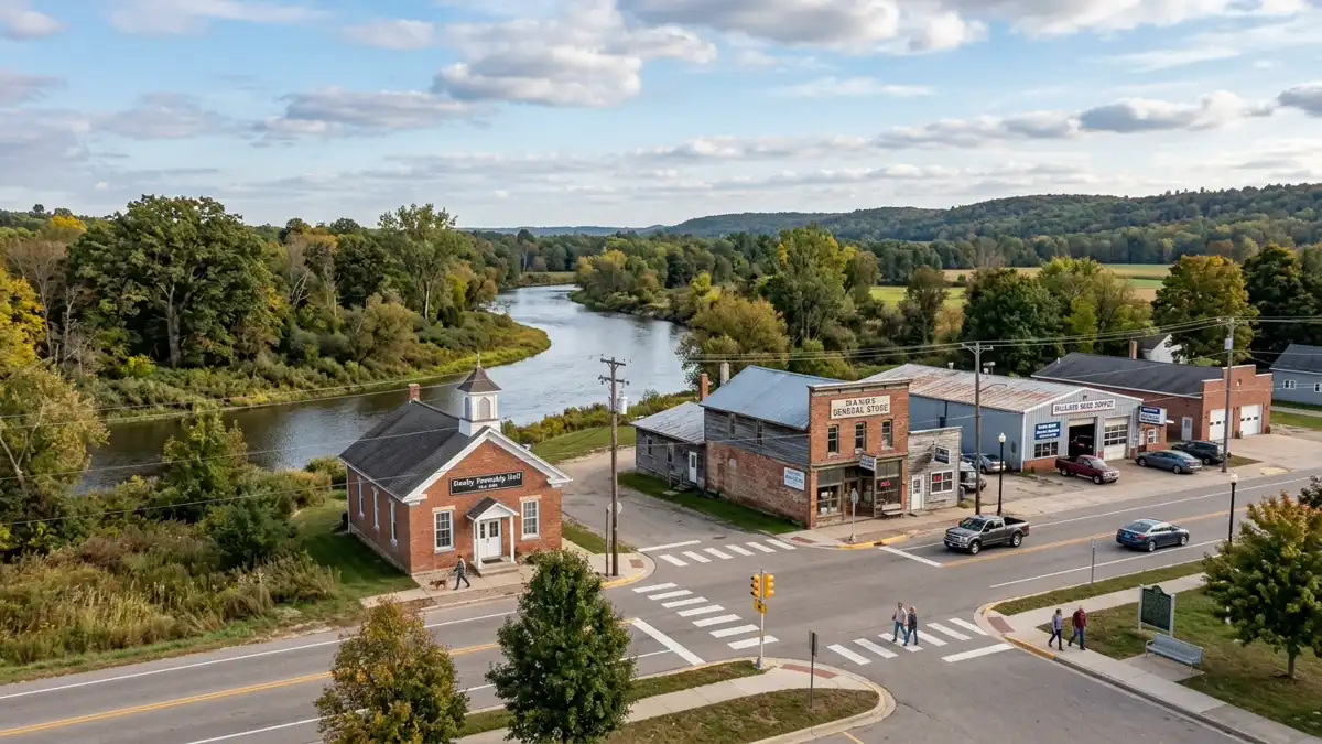 Public restroom locations mapped in Danby Township, Michigan — 2 facilities across zip codes 48875