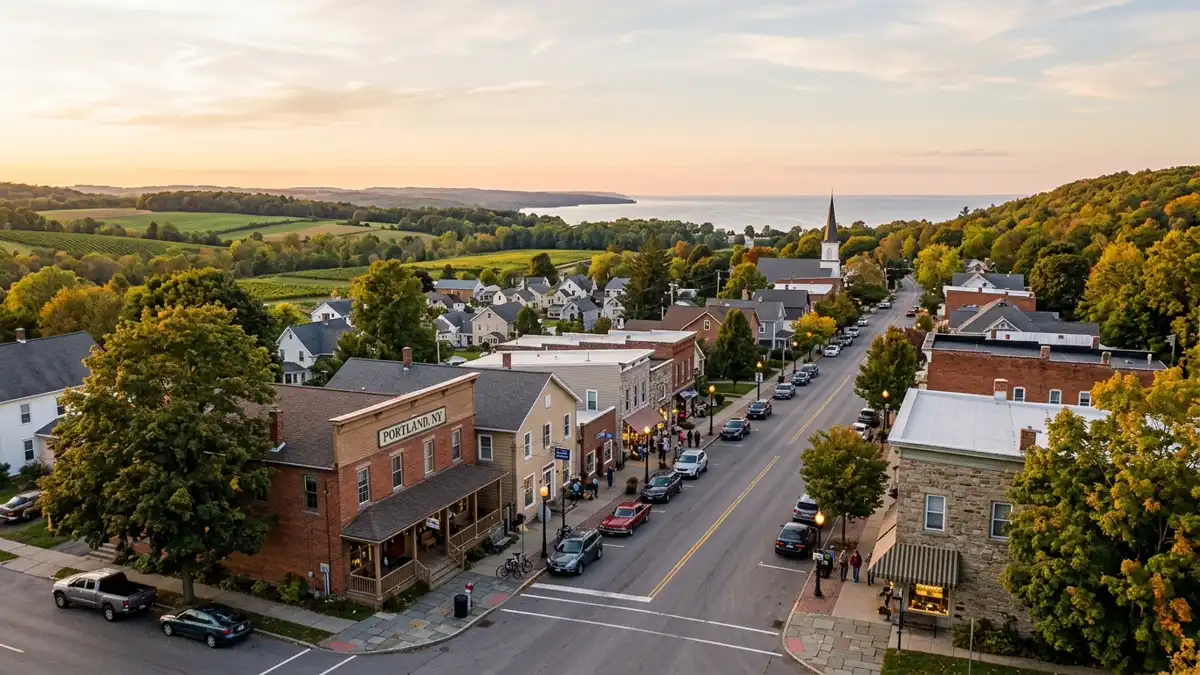 Public restroom locations mapped in Town Of Portland, New York — 6 facilities across zip codes 14166, 14716