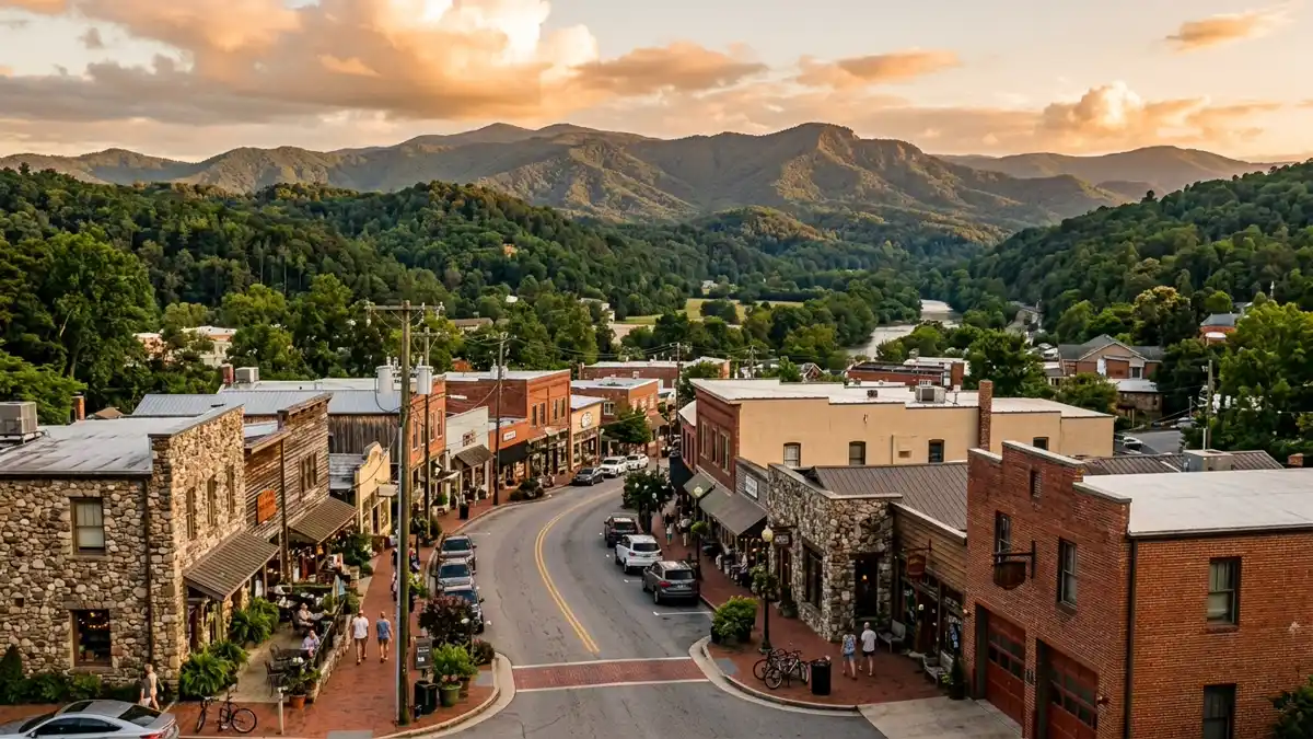 Public restroom locations mapped in Buncombe County, North Carolina — 34 facilities across zip codes 28707, 28778, 28803