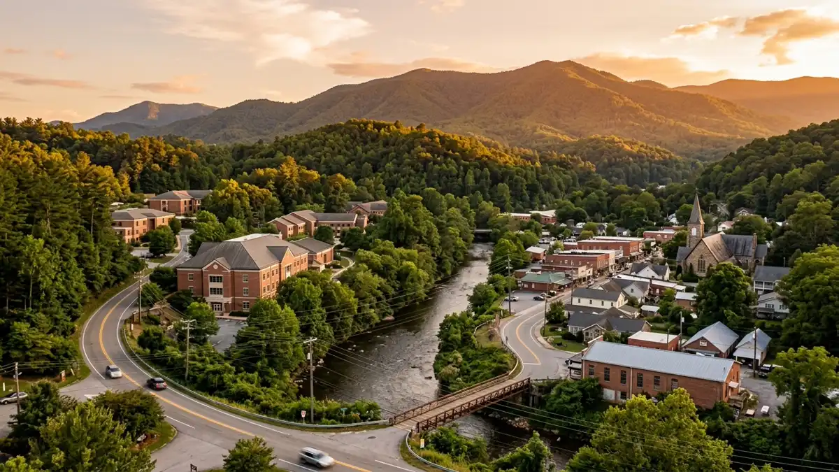 Public restroom locations mapped in Cullowhee, North Carolina — 104 facilities across zip codes 28723