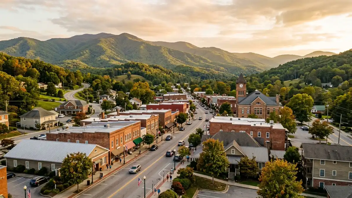 Public restroom locations mapped in Haywood County, North Carolina — 46 facilities across zip codes 28707, 28716