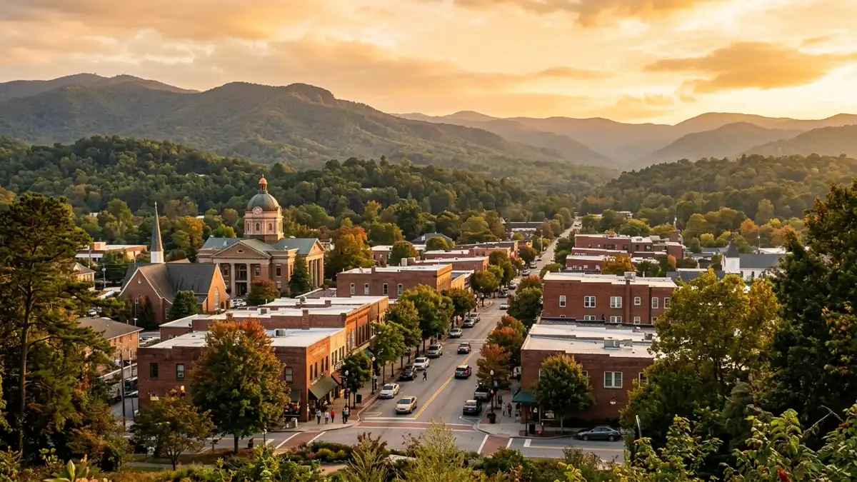 Public restroom locations mapped in Henderson County, North Carolina — 33 facilities across zip codes 28708, 28766