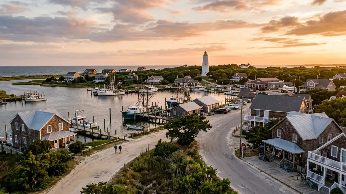 Public restroom locations mapped in Ocracoke, North Carolina — 11 facilities across zip codes 27960, 29960