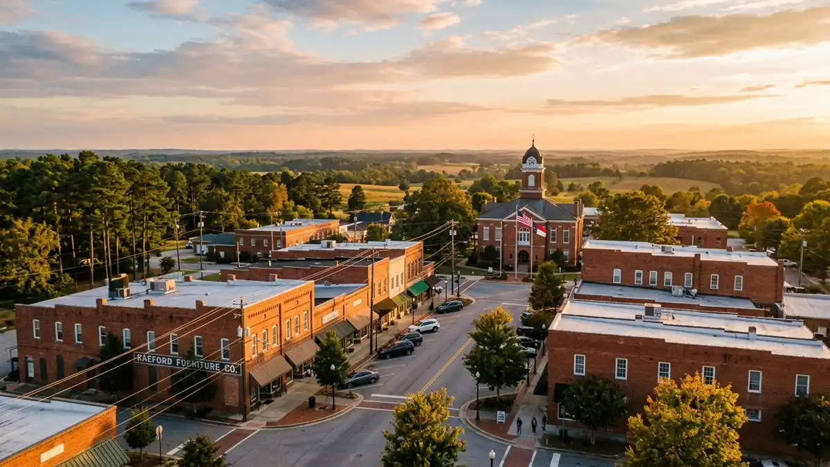 Public restroom locations mapped in Raeford, North Carolina — 4 facilities across zip codes 28376