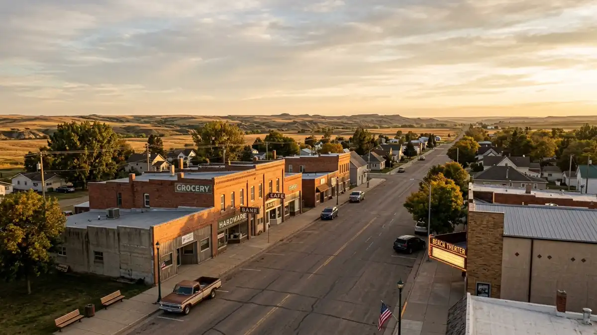 Public restroom locations mapped in Beach, North Dakota — 4 facilities across zip codes 58621