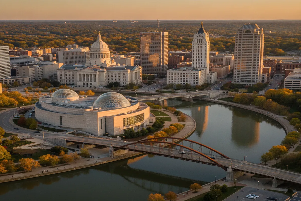 Public restroom locations mapped in Columbus, Ohio — 215 facilities across zip codes 02070, 43085, 43109