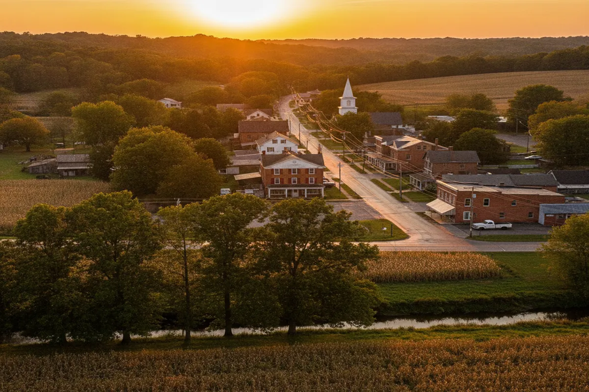 Public restroom locations mapped in Mecca Township, Ohio — 12 facilities across zip codes 44410