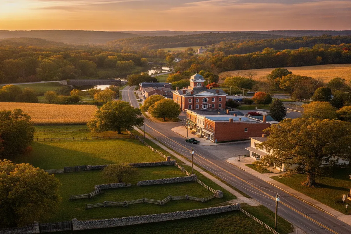 Public restroom locations mapped in Portage County, Ohio — 57 facilities across zip codes 44231, 44234, 44242