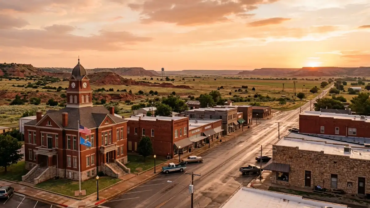 Public restroom locations mapped in Greer County, Oklahoma — 14 facilities across the city