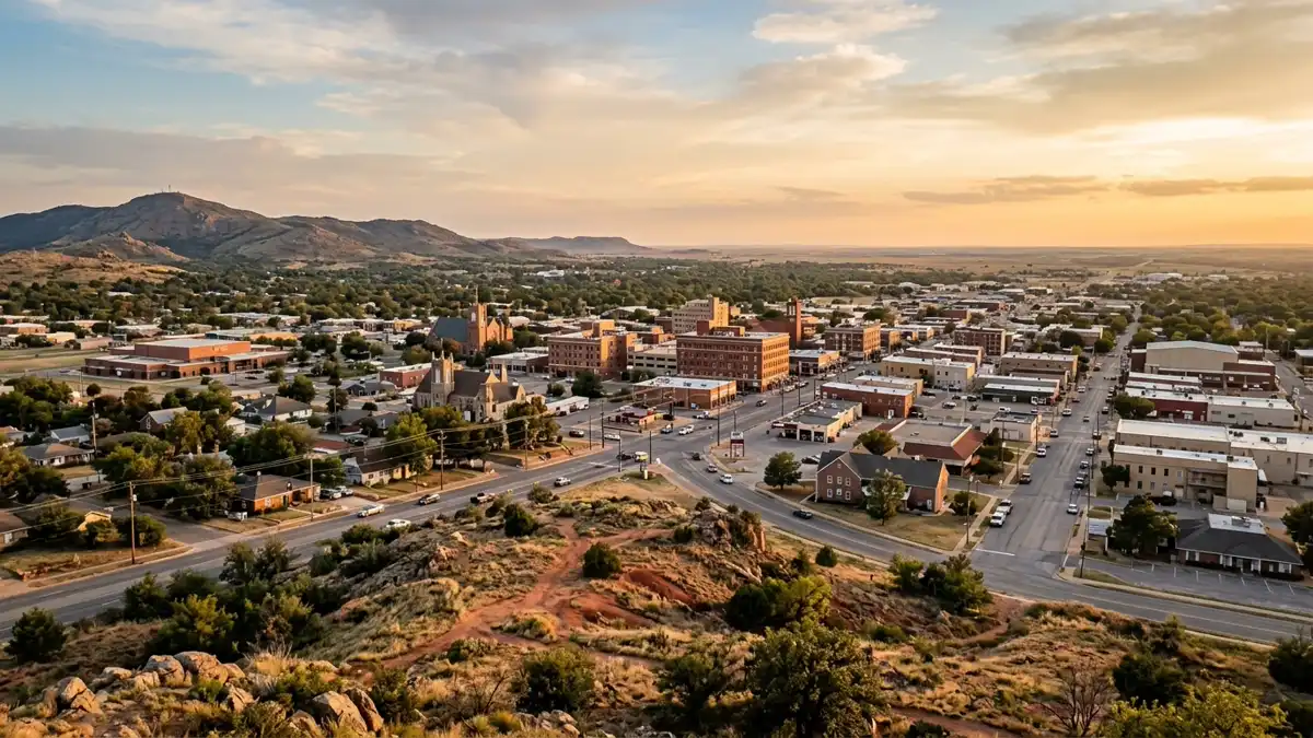 Public restroom locations mapped in Lawton, Oklahoma — 4 facilities across zip codes 73502