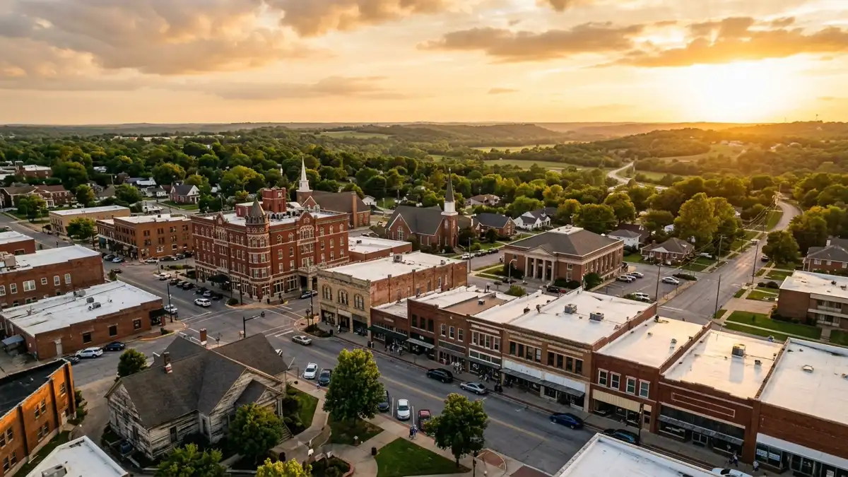 Public restroom locations mapped in Muskogee, Oklahoma — 8 facilities across zip codes 74401, 74403