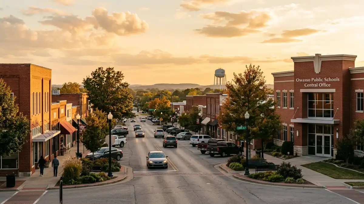 Public restroom locations mapped in Owasso, Oklahoma — 29 facilities across zip codes 74021, 74055