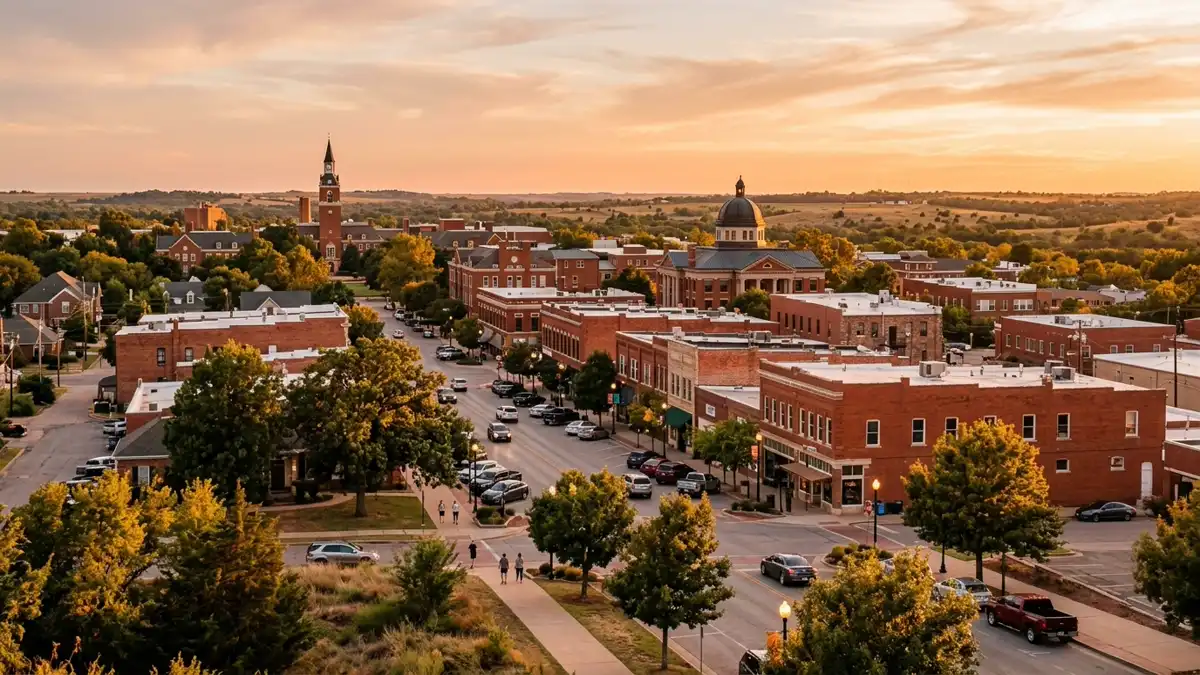 Public restroom locations mapped in Stillwater, Oklahoma — 40 facilities across zip codes 74074, 74075, 74077
