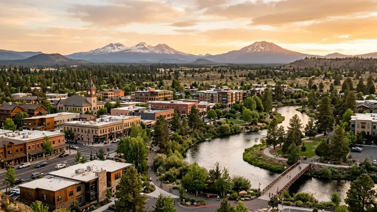 Public restroom locations mapped in Bend, Oregon — 84 facilities across zip codes 97701, 97702, 97703