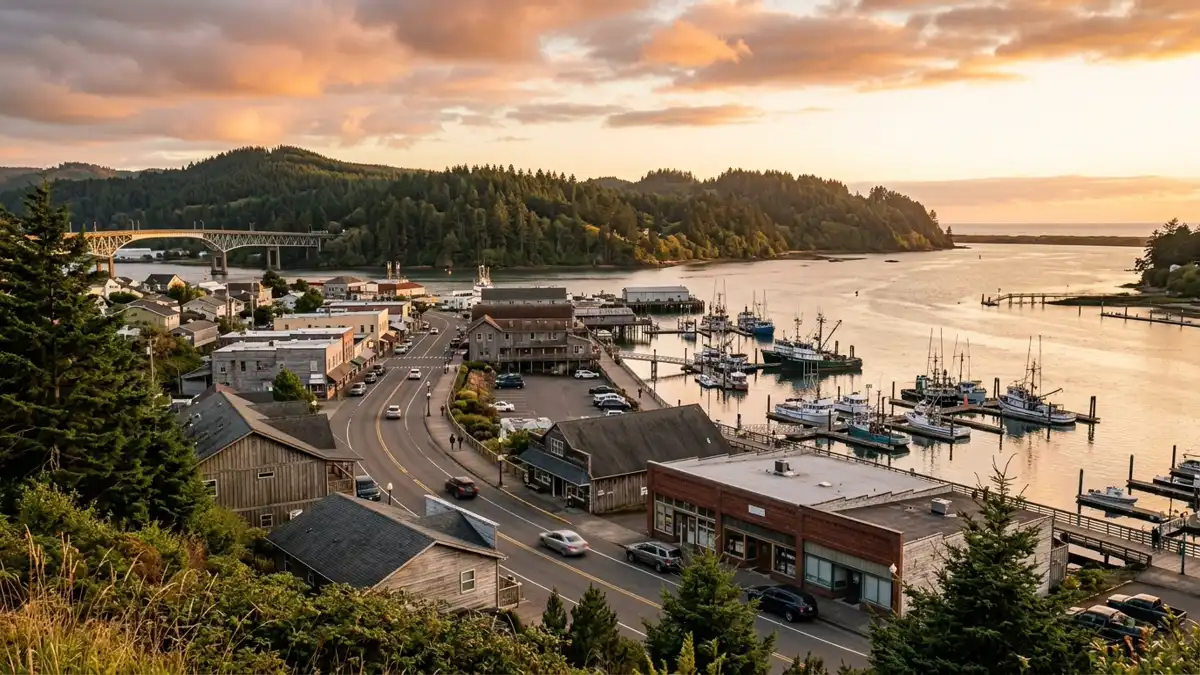 Public restroom locations mapped in Coos County, Oregon — 48 facilities across zip codes 92443, 97407, 97411