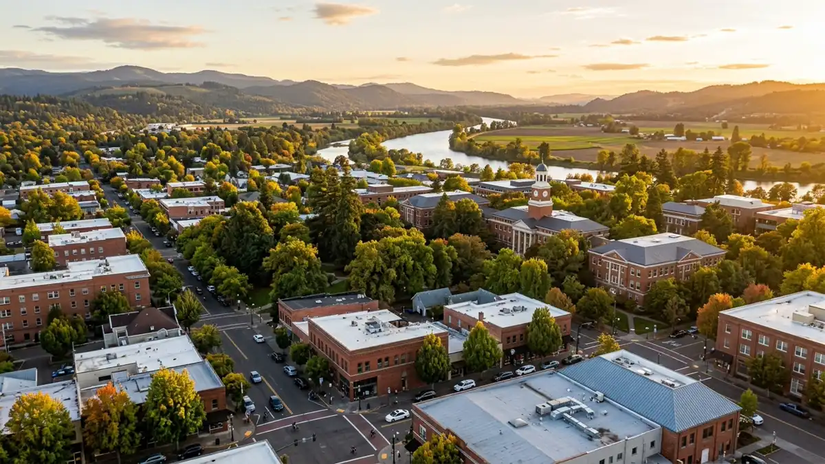 Public restroom locations mapped in Corvallis, Oregon — 50 facilities across zip codes 97330, 97331, 97333