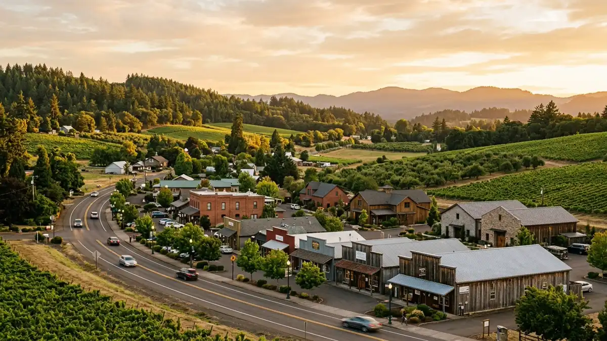 Public restroom locations mapped in Dundee, Oregon — 5 facilities across zip codes 97115