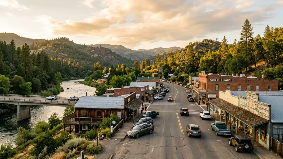 Public restroom locations mapped in Gold Hill, Oregon — 6 facilities across zip codes 97525