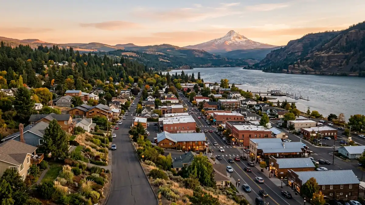 Public restroom locations mapped in Hood River County, Oregon — 51 facilities across zip codes 97031, 97041, 98672