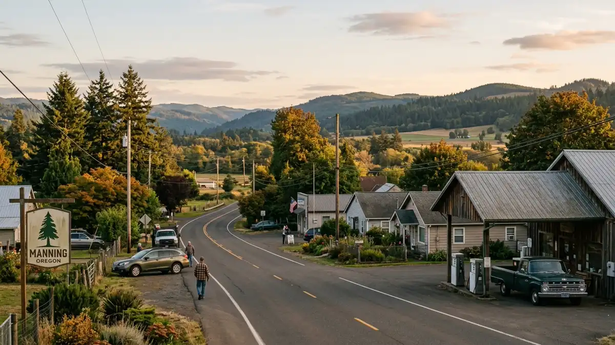Public restroom locations mapped in Manning, Oregon — 2 facilities across the city