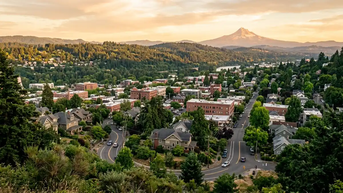 Public restroom locations mapped in Multnomah County, Oregon — 45 facilities across zip codes 97010, 97019, 97060