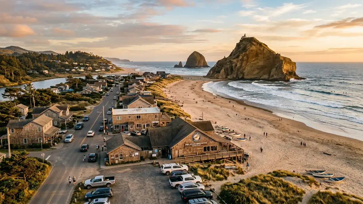 Public restroom locations mapped in Pacific City, Oregon — 18 facilities across zip codes 97135