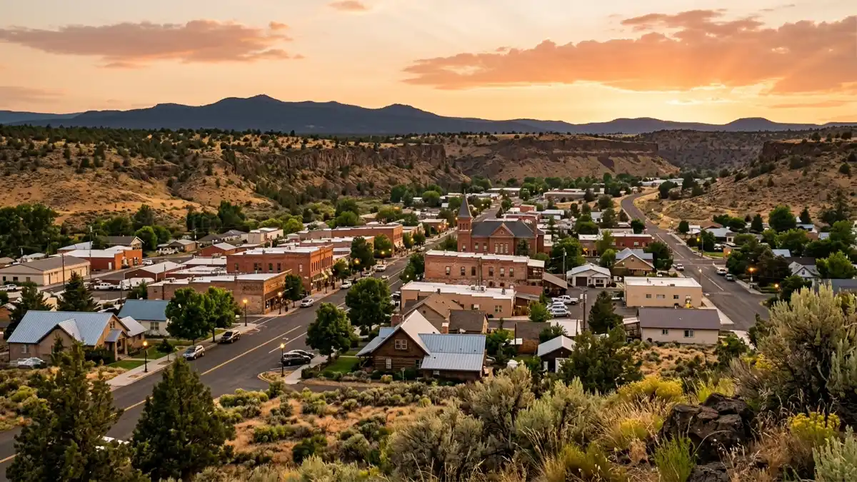 Public restroom locations mapped in Prineville, Oregon — 12 facilities across zip codes 97754