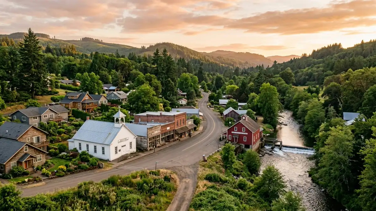 Public restroom locations mapped in Scotts Mills, Oregon — 8 facilities across zip codes 97375