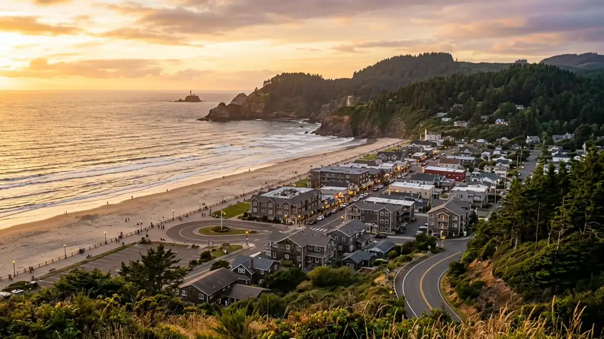 Public restroom locations mapped in Seaside, Oregon — 26 facilities across zip codes 97138