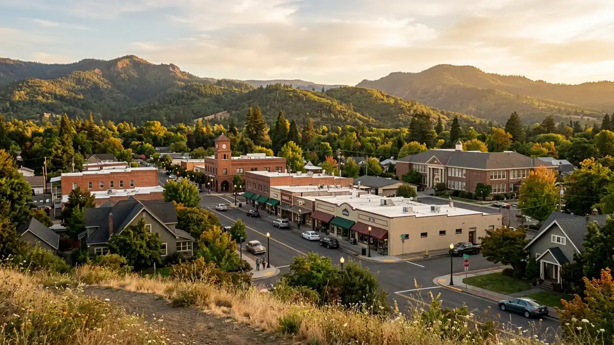 Public restroom locations mapped in Talent, Oregon — 11 facilities across zip codes 97540