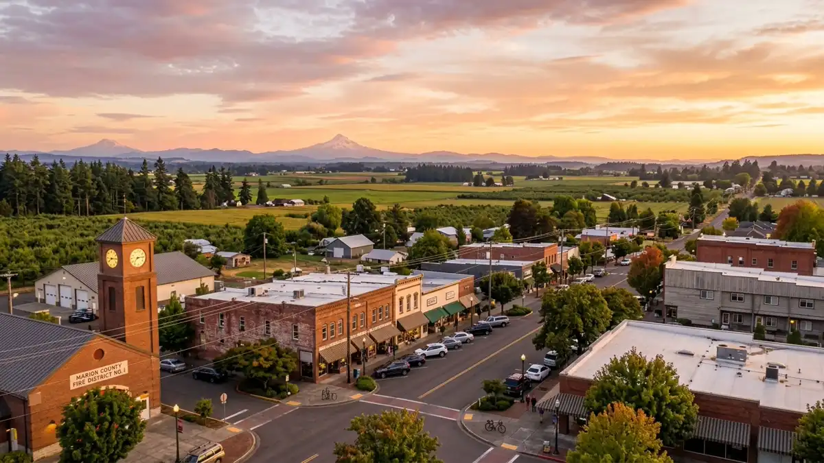 Public restroom locations mapped in Woodburn, Oregon — 4 facilities across zip codes 97071