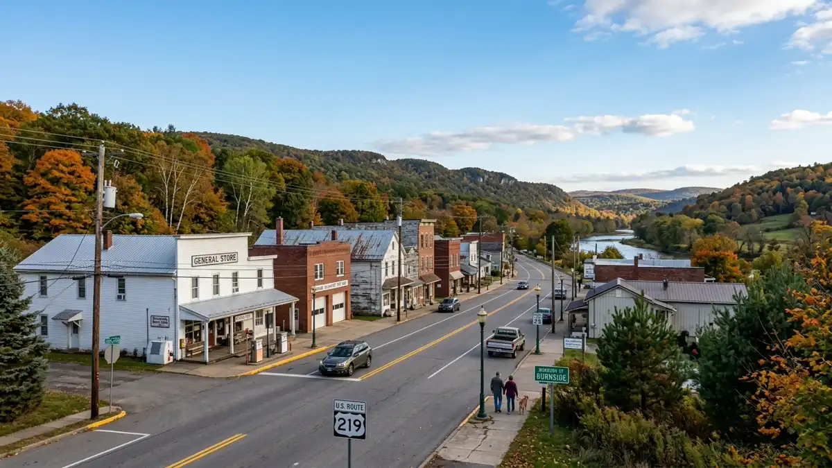 Public restroom locations mapped in Burnside Township, Pennsylvania — 4 facilities across zip codes 16845