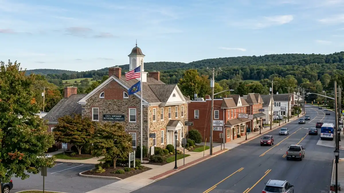 Public restroom locations mapped in Caln Township, Pennsylvania — 8 facilities across zip codes 19335, 19372