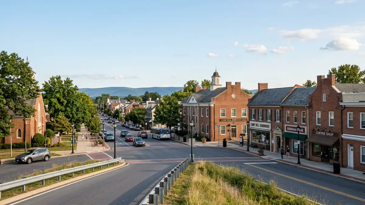 Public restroom locations mapped in Camp Hill, Pennsylvania — 8 facilities across zip codes 17011