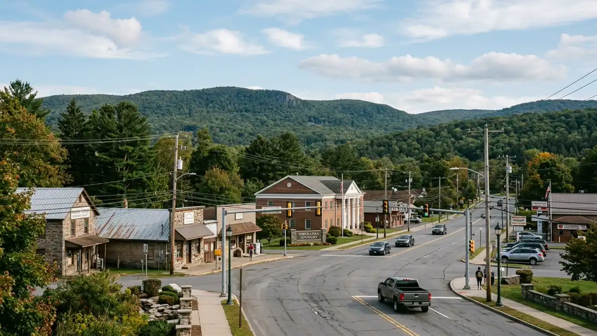 Public restroom locations mapped in Coolbaugh Township, Pennsylvania — 34 facilities across zip codes 18424, 18466