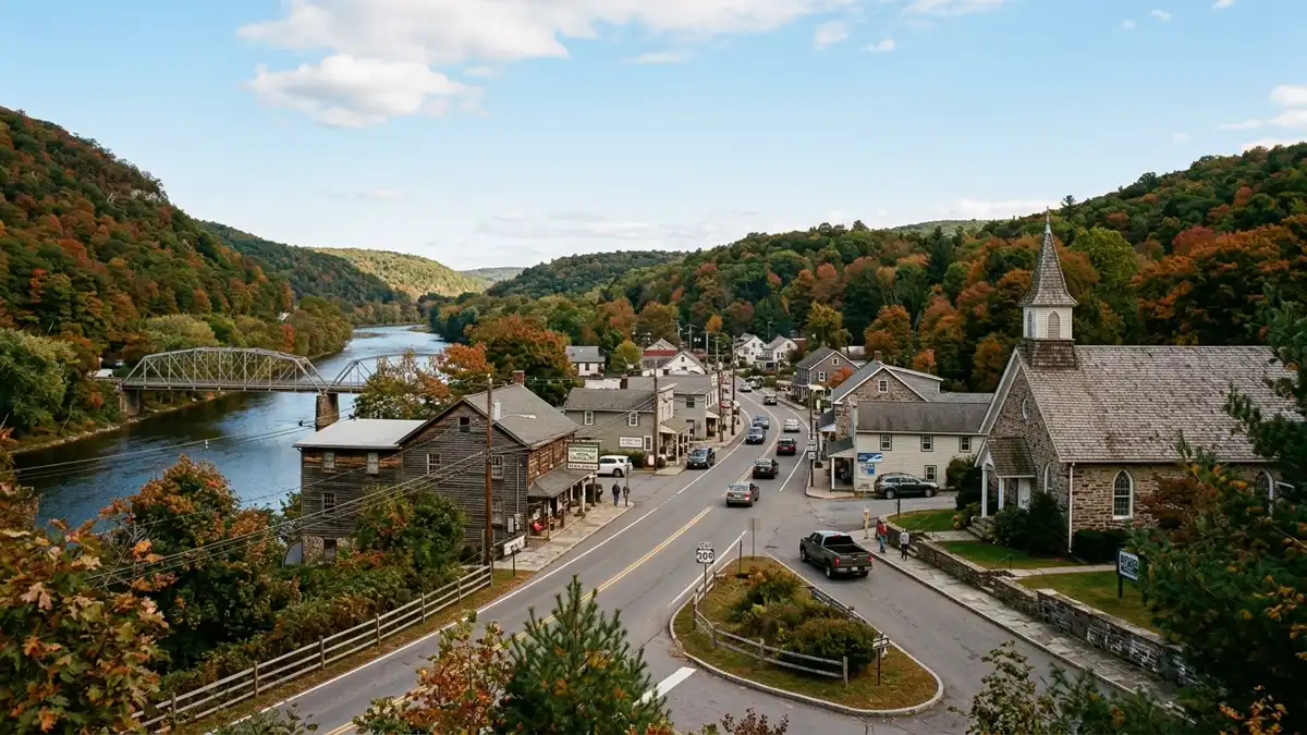 Public restroom locations mapped in Delaware Township, Pennsylvania — 13 facilities across zip codes 07851