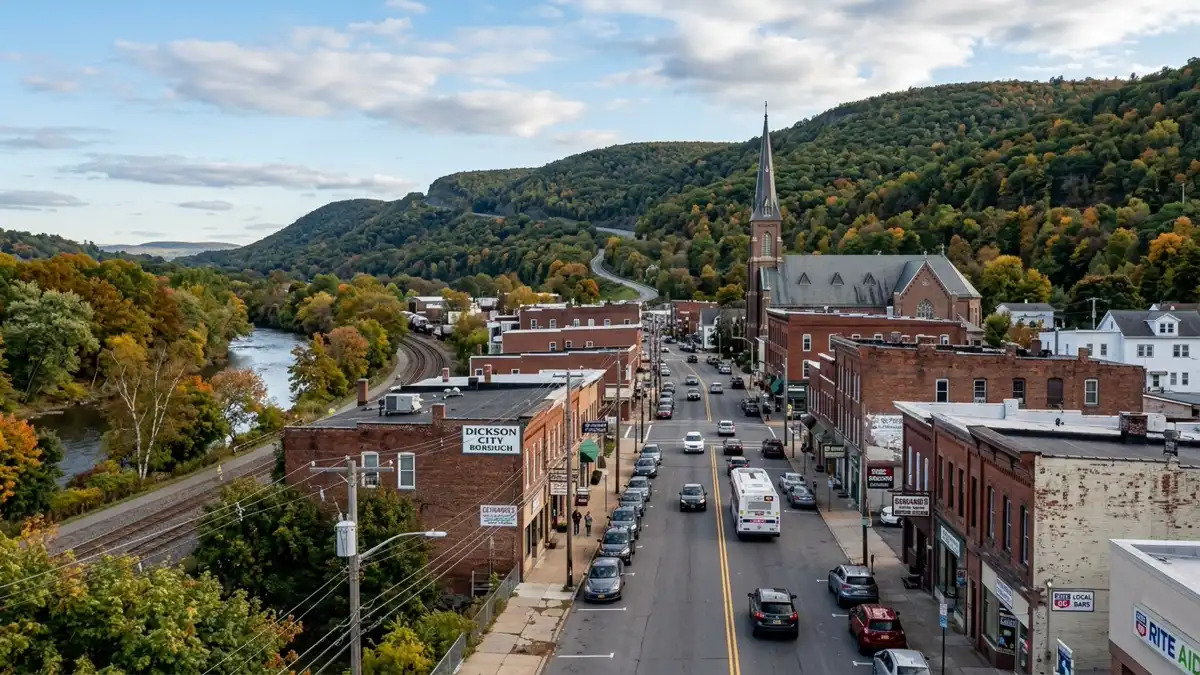 Public restroom locations mapped in Dickson City, Pennsylvania — 4 facilities across zip codes 18519