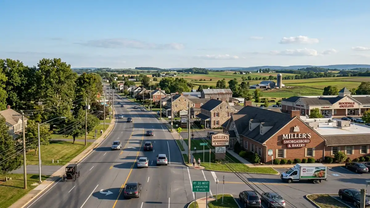 Public restroom locations mapped in East Lampeter Township, Pennsylvania — 28 facilities across zip codes 17576, 17579, 17601