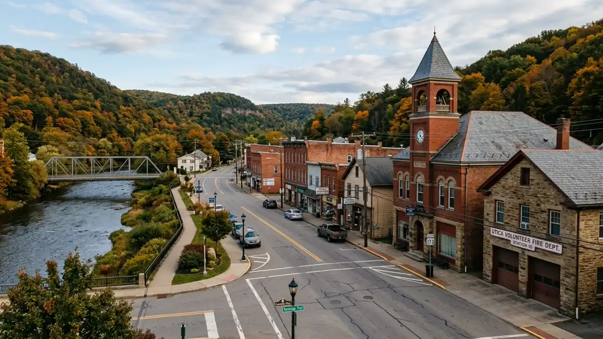 Public restroom locations mapped in French Creek Township, Pennsylvania — 17 facilities across zip codes 16311