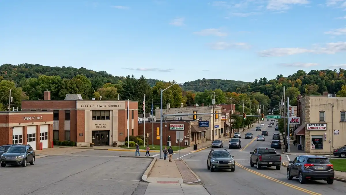 Public restroom locations mapped in Lower Burrell, Pennsylvania — 4 facilities across zip codes 15068