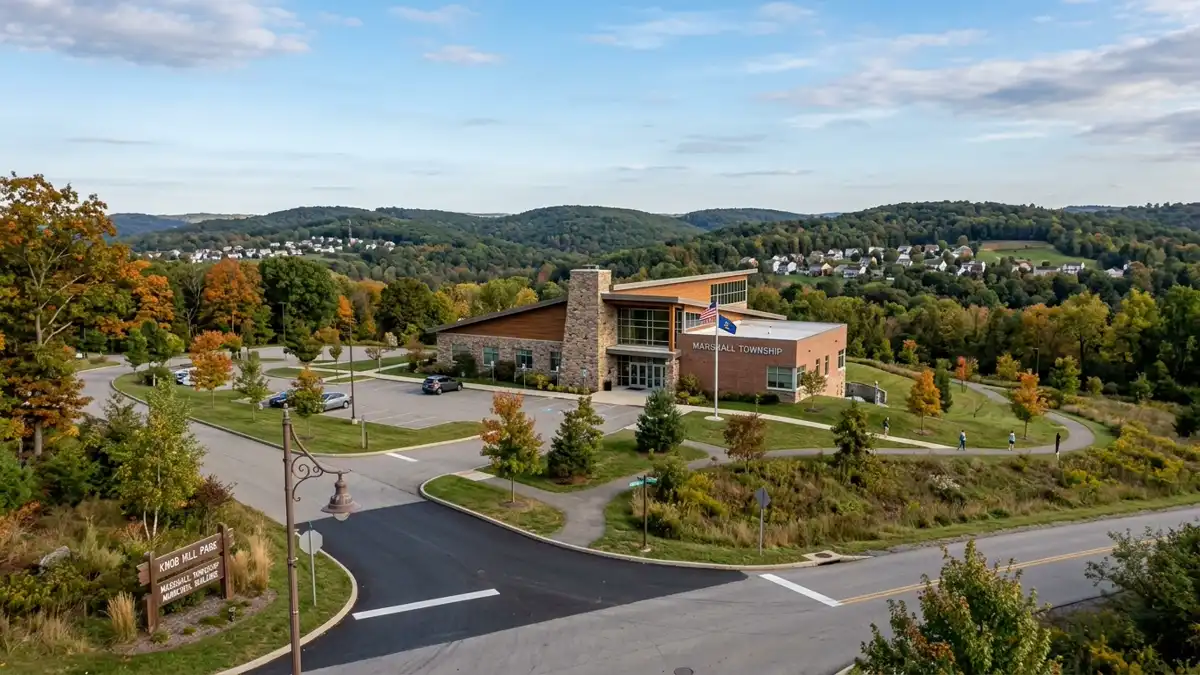 Public restroom locations mapped in Marshall Township, Pennsylvania — 6 facilities across zip codes 15095