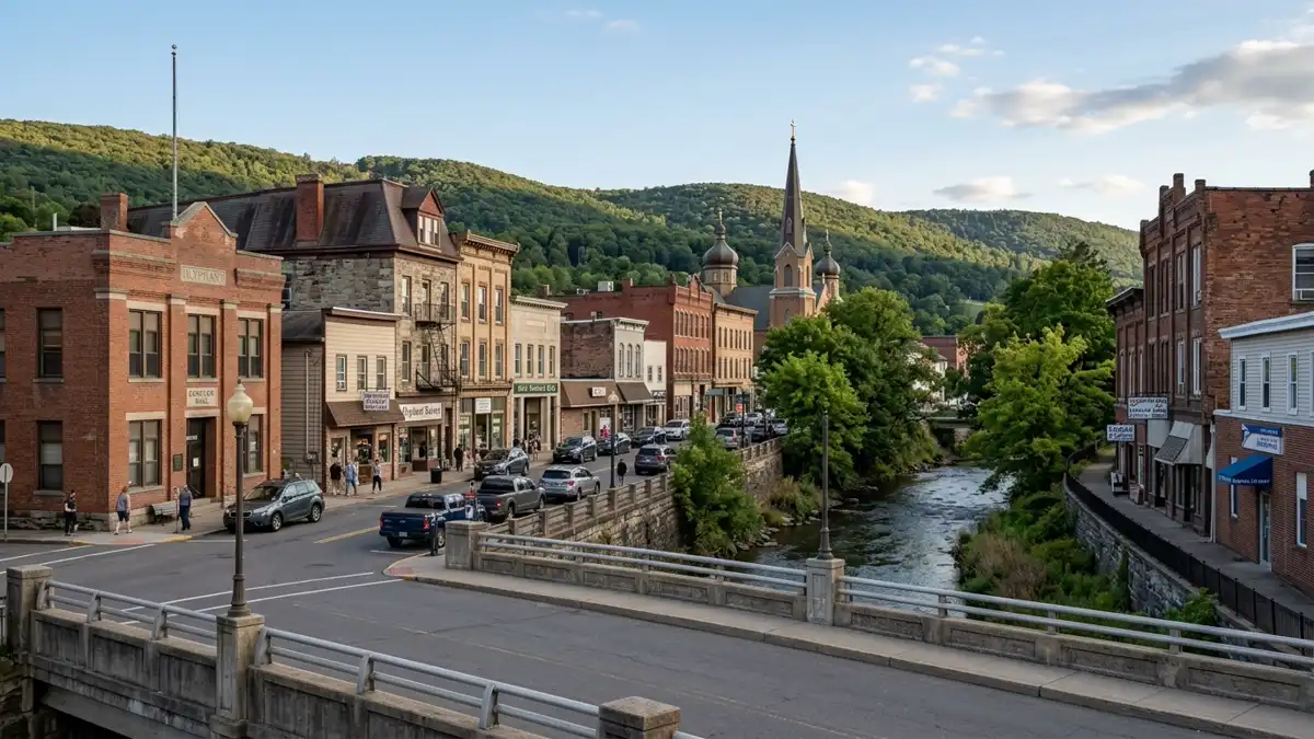Public restroom locations mapped in Olyphant, Pennsylvania — 9 facilities across zip codes 18447
