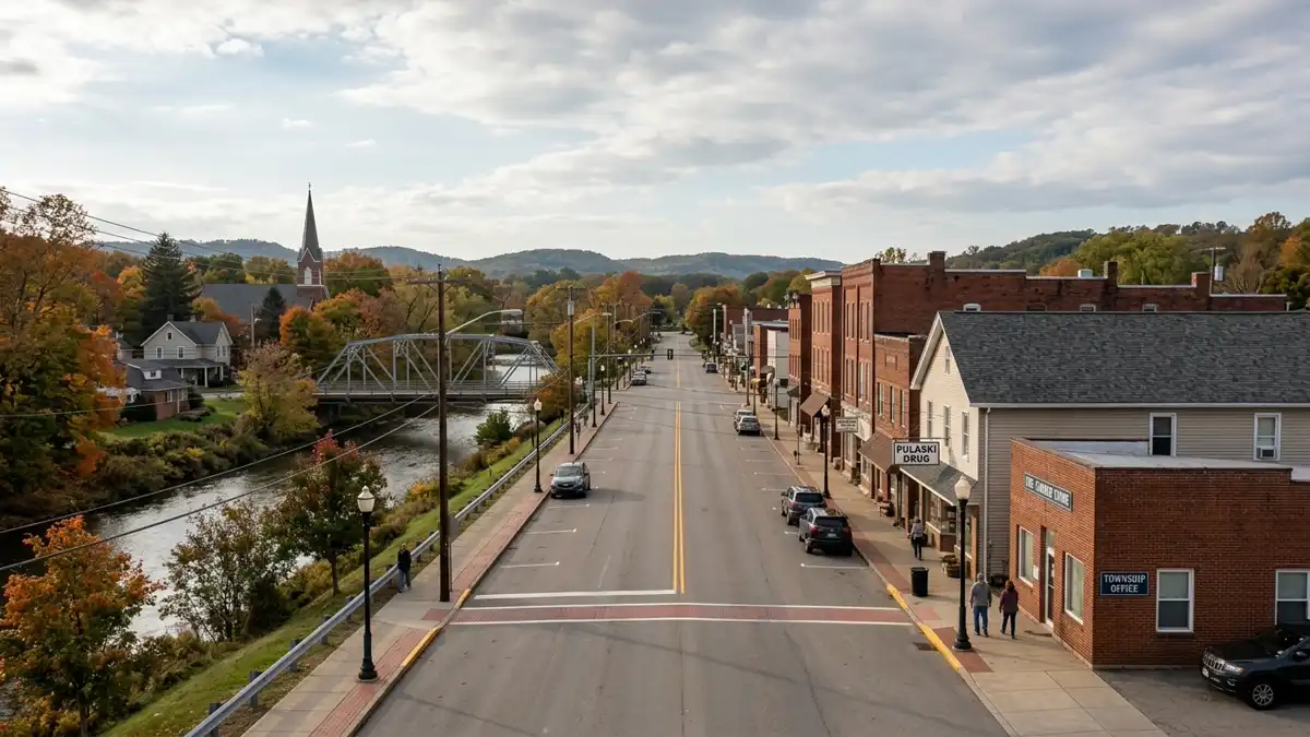 Public restroom locations mapped in Pulaski Township, Pennsylvania — 7 facilities across zip codes 16155