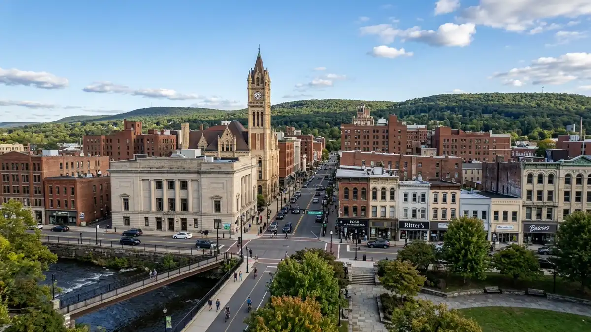 Public restroom locations mapped in Scranton, Pennsylvania — 30 facilities across zip codes 18504, 18508, 18510